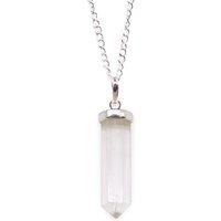 KDMD Women's Gemstone Classic Point Pendant - Rock Quartz in White