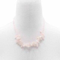 KDMD Women's Longstone Gem Necklace - Rose Quartz in White