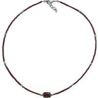 KDMD Women's Nepalese Extra Fine Gem Necklace - Coral Tribal Bead in Maroon