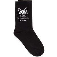 60 SECOND MAKEOVER Women's Beware Crazy French Bulldog Lady Black Socks