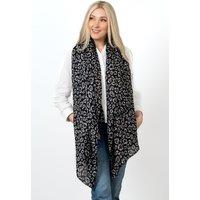 Sarta Women's Black Animal Print Lightweight Foil Scarf
