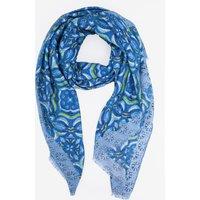 Sarta Women's Paulie Lightweight Scarf - Blue, Floral Mosaic in Blue