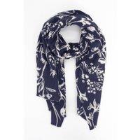 Sarta Women's Minnie Vintage Floral Midweight Scarf - Navy Blue