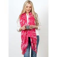 Sarta Women's Neon Striped Edge Tie Dye Cotton Scarf in Hot Pink