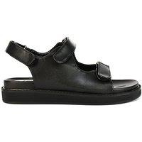 XY London Women's 'Asher' Double Strap Flat Platform Heel Dad Sandals in Black | Size: 6