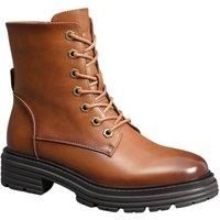 IVACHY Women's Lace Up Black Chunky Combat Style Hexagon 7 Eyelets Platform Ankle Boots in Camel | Size: 3