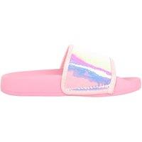 ABSOLUTE FOOTWEAR Women's Childrens Slip On Summer Pool Sliders Mule Sandals Flip Flops in Pink | Size: 1