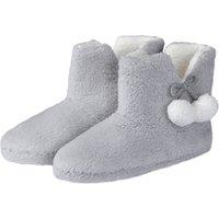 Smart Living Women's Teddy Fleece Bootie Slippers in Grey | Size: Small