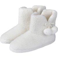 Smart Living Women's Teddy Fleece Bootie Slippers in Cream | Size: Medium