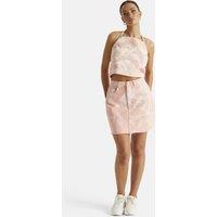Urban Bliss Women's Tie Dye A-Line Denim Skirt in Baby Pink | Size: 14