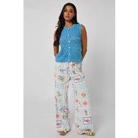 Urban Bliss Women's Linen-Look Elasticated Wide Leg Trouser in Off-White | Size: 12