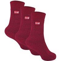 THMO Women's 3 Pairs Lined Thermal Socks in Burgundy | Size: 4-5