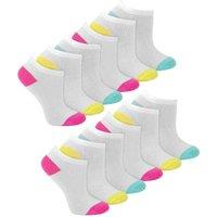 Sock Snob Women's 12 Pack Low Cut White Trainer Socks with Contrast Heel & Toe | Size: 12-3