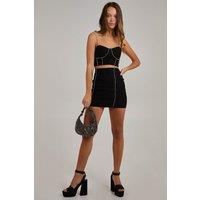 Pink Vanilla Women's Diamante Embellished Mini Skirt in Black | Size: 16
