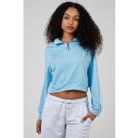 Pink Vanilla Women's Zip Up Sweatshirt in Blue | Size: Large