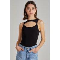Pink Vanilla Women's Slinky Sleeveless Letterbox Bodysuit in Black | Size: 8