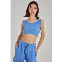 Pink Vanilla Women's Cropped Lounge Bralette in Blue | Size: Small