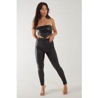 Pink Vanilla Women's PU Leggings in Black | Size: Small