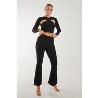 Pink Vanilla Women's Popcorn Cut Out Flares in Black | Size: Large