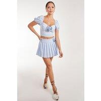 Pink Vanilla Women's Corsage Pleated Mini Skort in Blue | Size: 12
