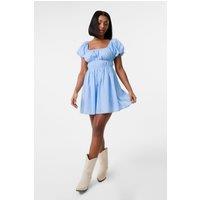 Pink Vanilla Women's Light Blue Puff Sleeve Mini Dress with Shorts | Size: Small