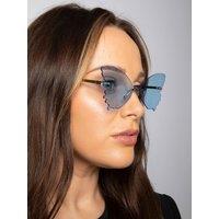 SVNX Women's Frameless Blue Butterfly Sunglasses
