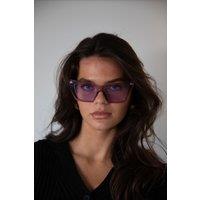 SVNX Women's Purple Oversized Cateye Sunglasses
