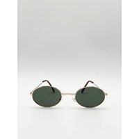 SVNX Women's Retro Round Sunglasses in Gold in Metallic Gold