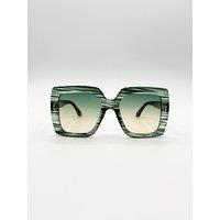 SVNX Women's Oversized Square Frame in Multi Print in Green