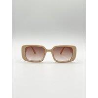 SVNX Women's Oversized Rectangle Sunglasses in Beige