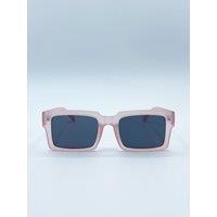SVNX Women's Square Frame Sunglasses in Matte Pink with Black Lenses