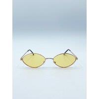 SVNX Women's Metal Oval Frame Sunglasses with Orange Lenses