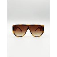SVNX Women's Oversized Flat Top Spotty sunglasses in Brown