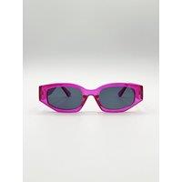 SVNX Women's Angular Sunglasses in Translucent Hot Pink