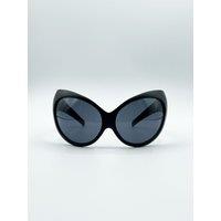SVNX Women's Ultra Curved Wrap Around Sunglasses in Black