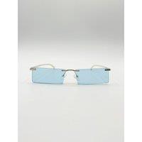 SVNX Women's Frameless Rectangle Sunglasses in Pale Blue