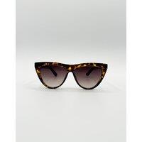 SVNX Women's Flat Top Round Sunglasses in Tortoise in Brown