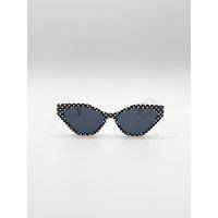 SVNX Women's Angular Sunglasses in Black & White Check