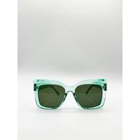 SVNX Women's Clear plastic frame cat eye style sunglasses in Green
