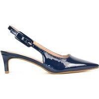 XY London Women's 'Kelly' Kitten Heel Court Shoes With Slingback in Navy | Size: 7