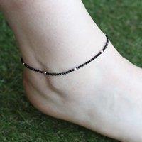 The Colourful Aura Women's Black Beads Slim Indie Chain Boho Payal Anklet