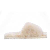 Infinity Leather Women's Sheepskin Slippers Warm Winter Fur Sliders - Nordic in Beige | Size: 7