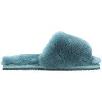 Infinity Leather Women's Sheepskin Slippers Warm Winter Fur Sliders - Nordic in Blue | Size: 3