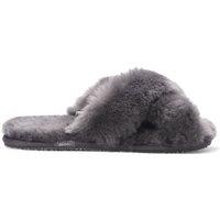 Infinity Leather Women's Sheepskin Slippers Warm Winter Fur Crossover - Snowbelle in Grey | Size: 3