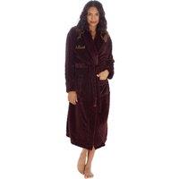 Lulabay Women's Personalised Ribbed Fleece Dressing Gown in Chocolate | Size: 20-22
