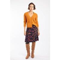 Weird Fish Women's Malmo Printed Jersey Stretch Skirt in Dark Blue | Size: 8