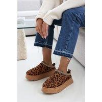 Where's That From Women's 'Quincy' Cosy Faux-Suede Fur Lining Platform Slipper in Dark Brown | Size: 3