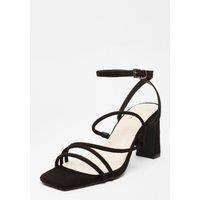 Quiz Women's Faux Leather Block Heeled Sandals in Black | Size: 5