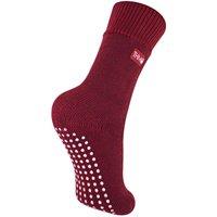 THMO Women's 1 Pack Indoor Thermal Slipper Socks with Grips in Burgundy | Size: 12-3