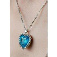 The Colourful Aura Women's Large Titanic Blue Heart Zircon Vintage Diamond Pendant Necklace
